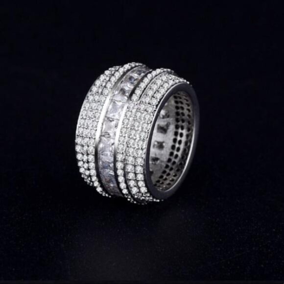 DIAMOND 925 STERLING SILVER BAND RING - Picture 4 of 5